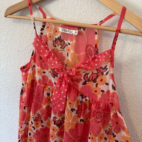 Vintage Y2K Sheer Floral Babydoll Nightgown Dress Youth Sz 14 Pink Lingerie EUC - Picture 2 of 10